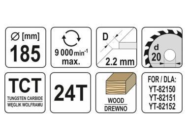 Fűrésztárcsa fához 185x20x1,5mm 24T