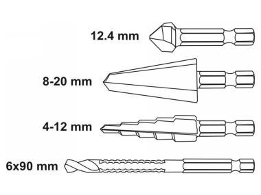 Lemezfúró lépcsős készlet 4 részes YATO